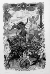 Illustration by Georges Antoine Rochegrosse (1859-1938) for the novel Salammbo by Gustave Flaubert, depicting the war of mercenaries during the First Punic War (246-241 BC) between the Romans and Carthaginians