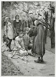 Marriage of Ethel and Ordener - illustration from Han of Iceland, 19th Century (engraving)