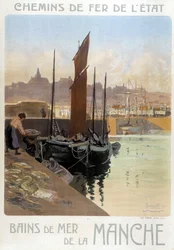 The sea baths of the English Channel (View of the port of Granville) - Poster of the State Railways, by Meunier