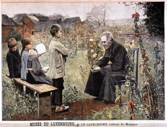 The Catechism (Priest and Children in the Garden) by Georges Meunier, Musee du Luxembourg - in 