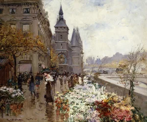 A Flower Market Along the Seine
