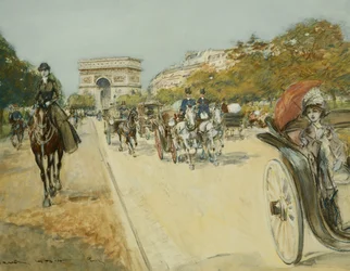 Elegant Figures Before the Arc de Triomphe, Paris
