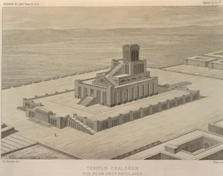 Reconstruction of a Chaldean Temple. Engraving from Georges Perrot and Charles Chipiez, Histoire de l