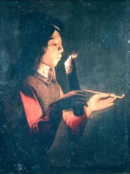 Young Man Lighting his Pipe