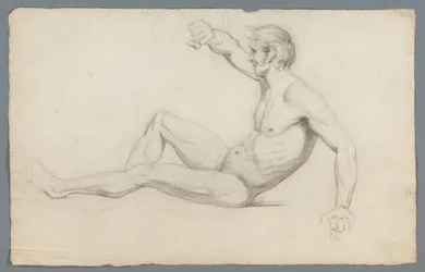 Seated Male Nude with Raised Arm