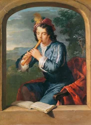 Young Man Playing the Flute