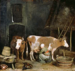 A Maid Milking a Cow in a Barn, 1652-1654