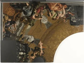 Part (upper left) of a Ceiling Painting with Main Scene of Diana and her Companions