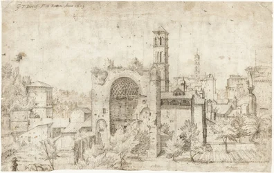 View of the Apse of the Temple of Venus and Roma and the Convent of S. Maria Nova, Rome