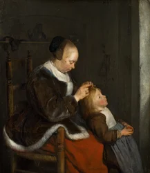 Mother Delousing Her Child’s Hair