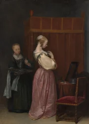 A Young Woman at her Toilet with a Maid