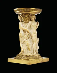 Cylindrical Carved Ivory Tankard Sleeve of the Three Graces