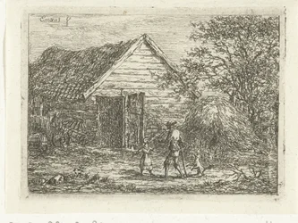 Hunter by a Sod Hut