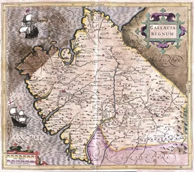 Galicia, Santiago de Compostela, Monforte de Lemos, northwestern Spain (engraving)