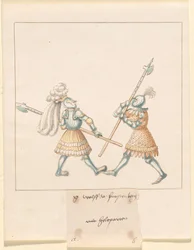 Freydal, The Book of Jousts and Tournament of Emperor Maximilian I: Combats on Foot (Jousts)(Volume III): G. Wolf von Fürstenberg mit Heleparten, Plate 141