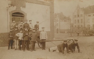 German Soldiers Pulling Carriage