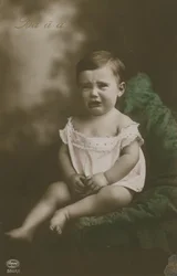 Postcard of a Boy Crying, Sent in 1913