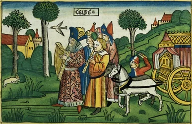 2 Samuel 6:1-5 David brings the Ark to Jerusalem, from the Nuremberg Bible
