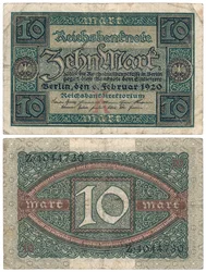 A Ten Mark Banknote, 1920 (recto and verso)