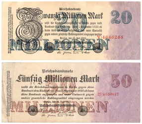 A Twenty and Fifty Million Mark Banknotes, 1923