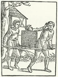 A woodcut of a scene from the story of Till Eulenspiegel