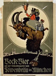 Advertisement for Bock Beer from Lowenbrau Brewery, Munich
