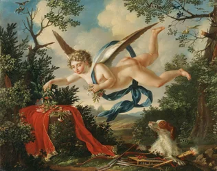 Allegories of Love - Cupid Gathering Flowers in a Landscape