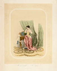 An Elegant Lady at Her Dressing Table, Printed by F. Sala & Co, Berlin, c.1850