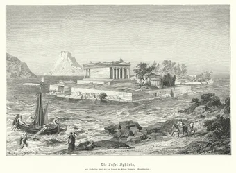 Ancient Greek temple of Athena Apaturia on the island of Sphairia