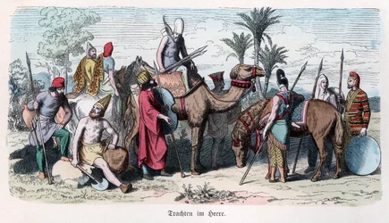 Ancient History. Persia. Soldiers of the Persian Army (engraving)