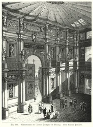 Auditorium and stage of the Teatro Olimpico, Piacenza, Italy, designed by Andrea Palladio
