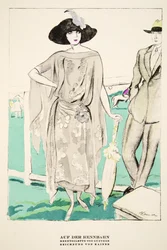 At the Racetrack, advertisement for Racing Outfits by Gunther, from Styl, published 1922
