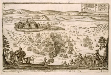 Battle near the Town of Levice in 1664, Illustration from a Book on the Ottoman Campaigns in Europe, Engraved by Paul Furst