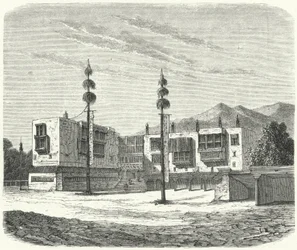 Buddhist Monastery in Tibet (engraving)