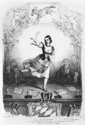 Caricature of Lola Montes dancing in front of King Ludwig I of Bavaria c.1847