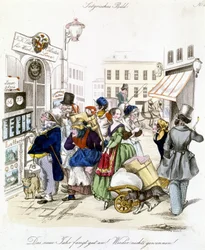 Characters reporting lottery results, Germany