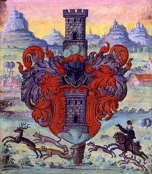 Coat of Arms Within a Hunting Scene, c.1640
