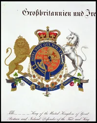 Crest of the King of the United Kingdom of Great Britain and Ireland, Defender of the Faith and King of Hanover