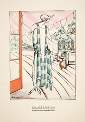 The Car is Here!, advertisement for Dress by Marie Latz, from Styl, published 1922