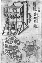 Design for fortification from Harmonia in Fortalitiis Construendis, Defendensis & Oppugnandis by Wendelin Schildknecht, pg120, published 1652