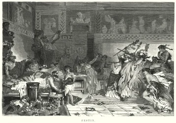 Entertainment after the meal at a Roman feast