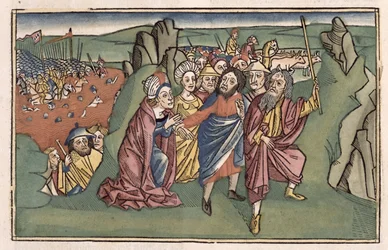 Exodus 14 Moses and the Israelites crossing the Red Sea, from the Nuremberg Bible