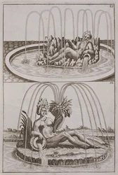 Fountains, from Architectura Curiosa Nova by Georg Andreas Bockler