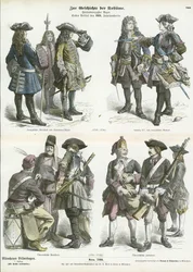 French and Austrian military uniforms, early 18th Century