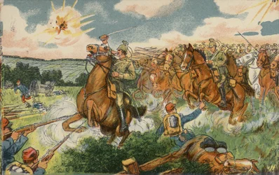 German Cavalry Under the Command of Crown Prince Wilhelm Attacking French Troops Near Longwy, France, World War I