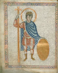 Emperor Louis I, the Pious, holding a cross and shield, from 
