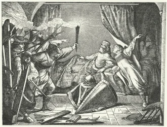 Hartmann of Siebenich disguised as Frederick Barbarossa to enable the Emperor to escape from Susa, Italy