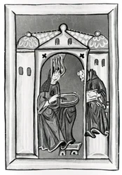 Hildegard of Bingen receiving the Light from Heaven, c.1151