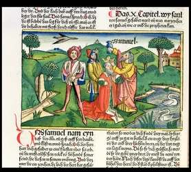 I Samuel 10 The coronation and anointing of Saul, from the Nuremberg Bible