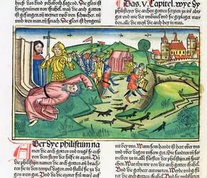 I Samuel 5:1-11 The Philistines seize the Ark and are struck by the plague, from the Nuremberg Bible